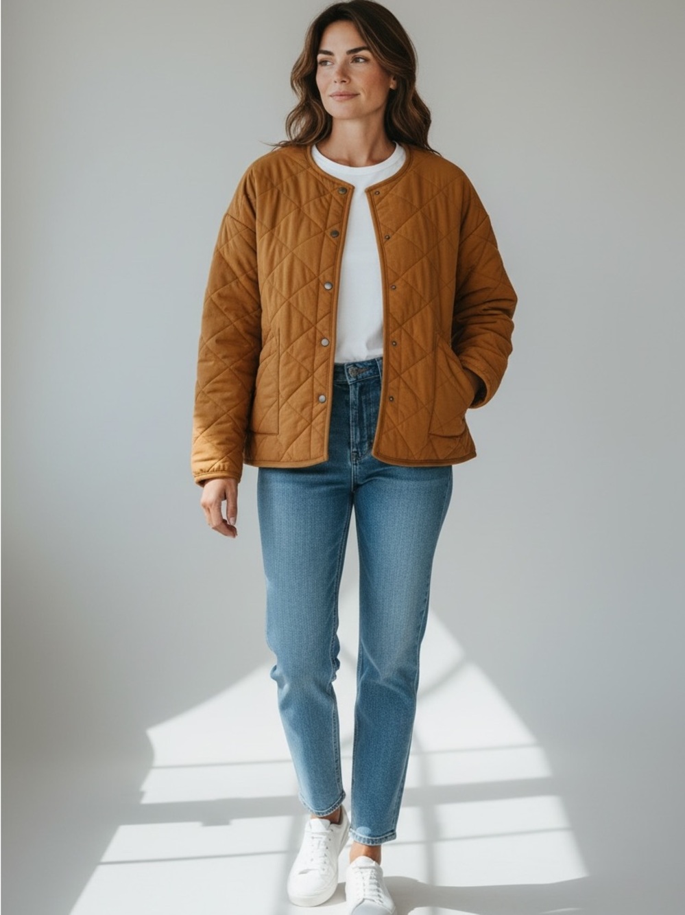 Z Supply Quilted Utility Jacket in Camel Brown
